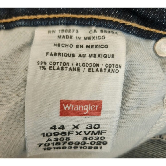 Wrangler 1096FXVMF Men's Regular Fit Denim Dark Blue Denim Jeans 44x30 NWT - Picture 5 of 10